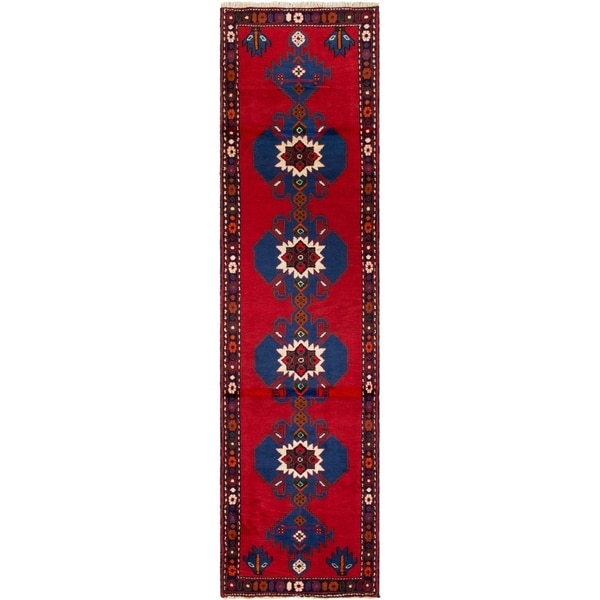 ECARPETGALLERY Hand-knotted Saveh Red Wool Rug - 2'4 x 9'5