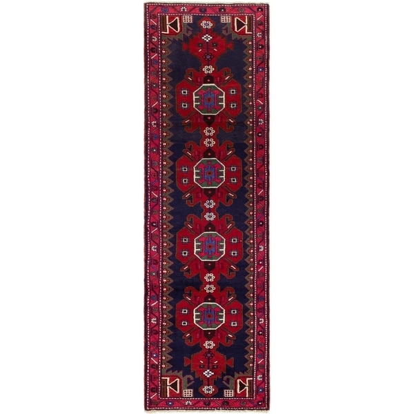 ECARPETGALLERY Hand-knotted Saveh Dark Navy, Red Wool Rug - 2'8 x 9'3