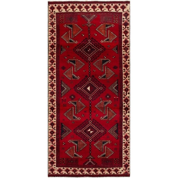 ECARPETGALLERY Hand-knotted Finest Baluch Red Wool Rug - 3'5 x 7'8