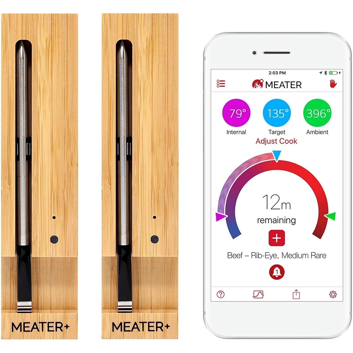 New MEATER+165ft BBQ Long Range Smart Wireless Meat Thermometer, Black