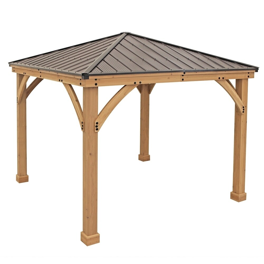 Meridian Wood Gazebo with aluminum Roof 