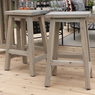 29 in. Saddle Wood Outdoor Bar Stool (2-Pack)