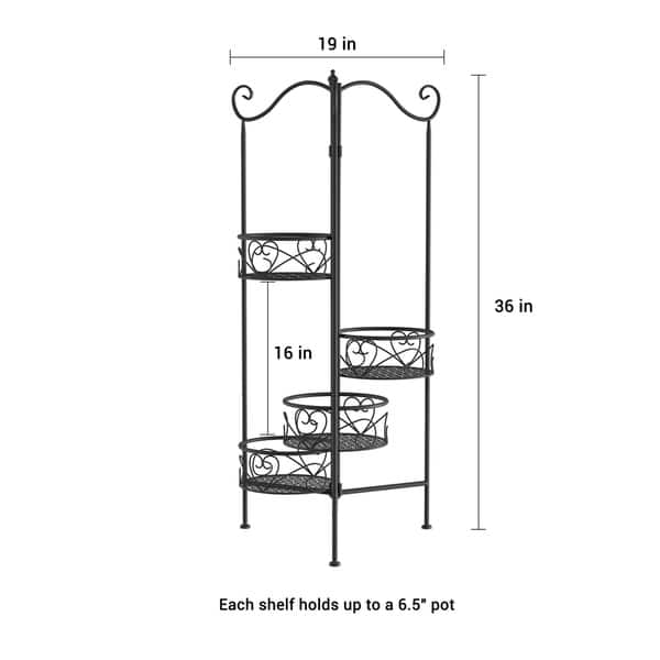 Plant Stand- 4-Tier Folding Wrought Iron Metal Home and Garden Display ...
