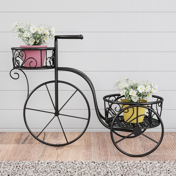 Pure Garden 2 Tiered Vintage Look Metal Tricycle Plant