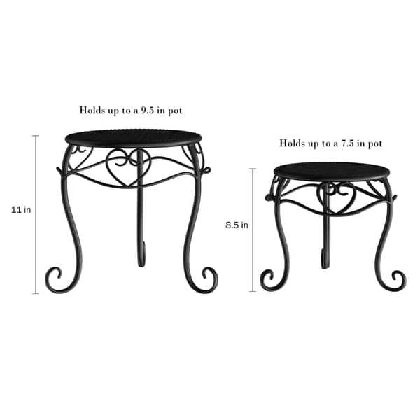 Plant Stands- Set of 2 Nesting Wrought Iron Inspired Metal Round ...