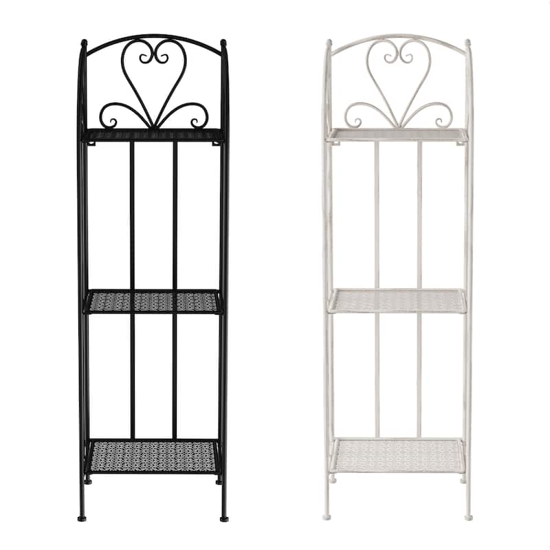 Plant Stand 3-Tier Vertical Shelf Indoor or Outdoor Folding Wrought Iron Home Garden Display by Pure Garden