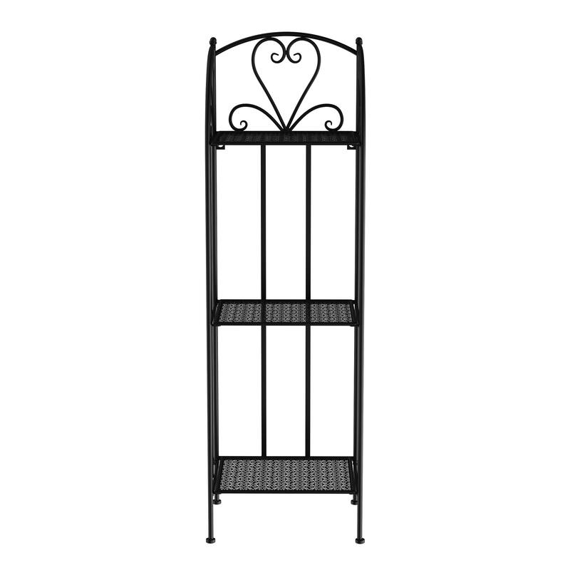 Plant Stand 3-Tier Vertical Shelf Indoor or Outdoor Folding Wrought Iron Home Garden Display by Pure Garden