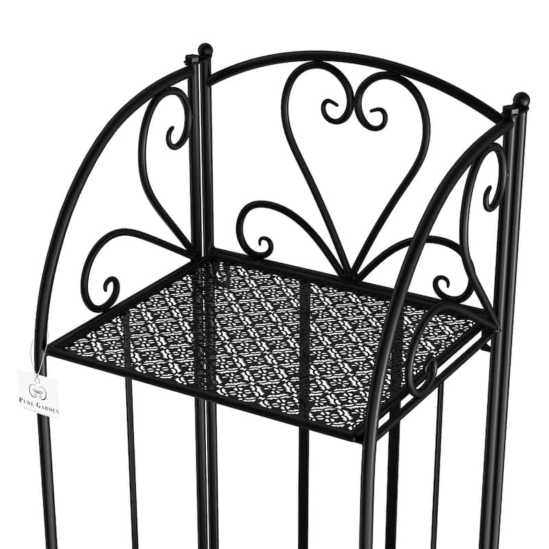 Plant Stand 3-Tier Vertical Shelf Indoor or Outdoor Folding Wrought Iron Home Garden Display by Pure Garden