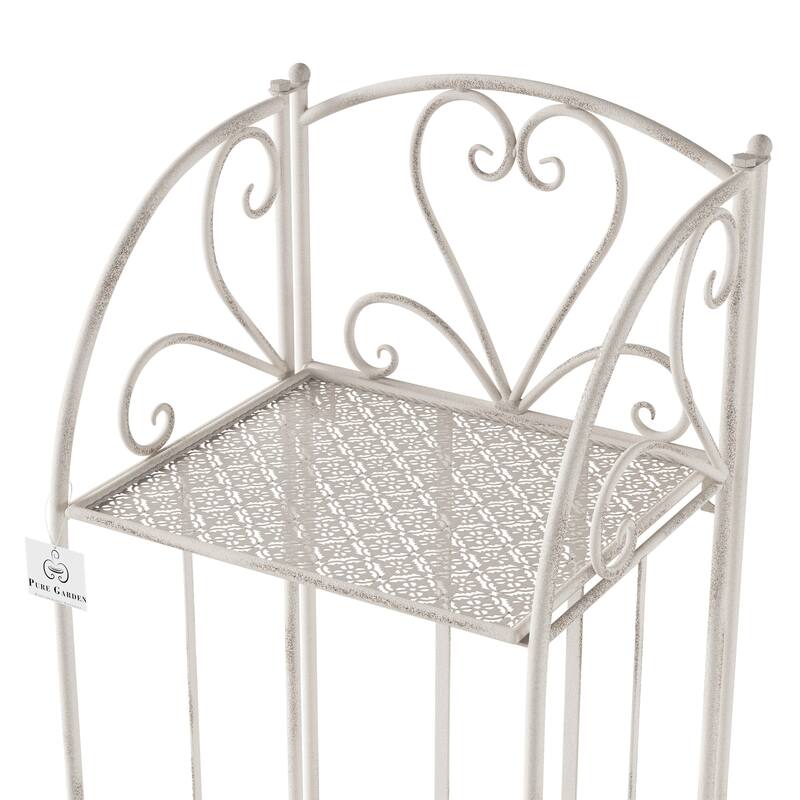 Plant Stand 3-Tier Vertical Shelf Indoor or Outdoor Folding Wrought Iron Home Garden Display by Pure Garden