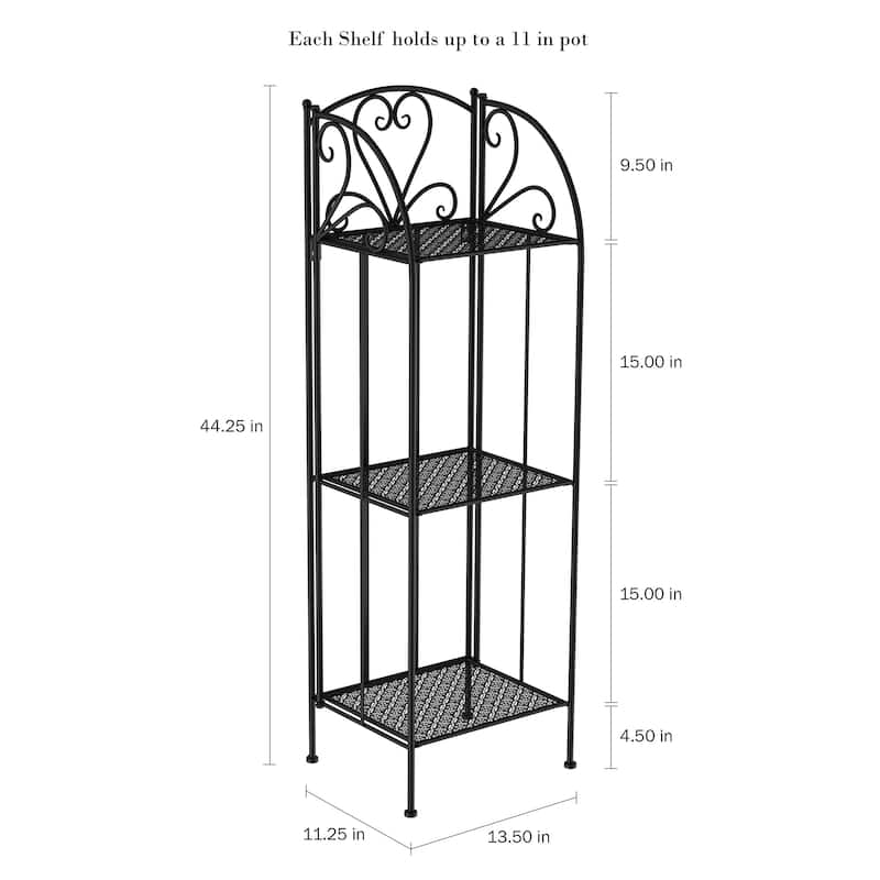 Plant Stand 3-Tier Vertical Shelf Indoor or Outdoor Folding Wrought Iron Home Garden Display by Pure Garden