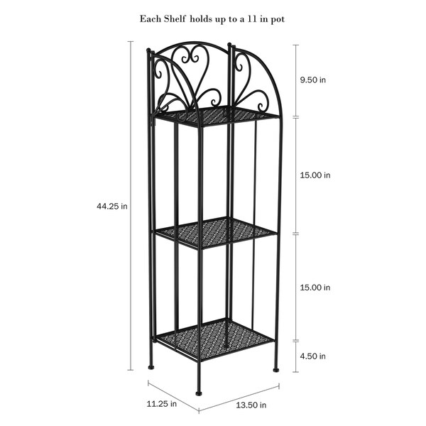 Plant Stand- 3-Tier Vertical Shelf Folding Wrought Iron Metal Home and ...