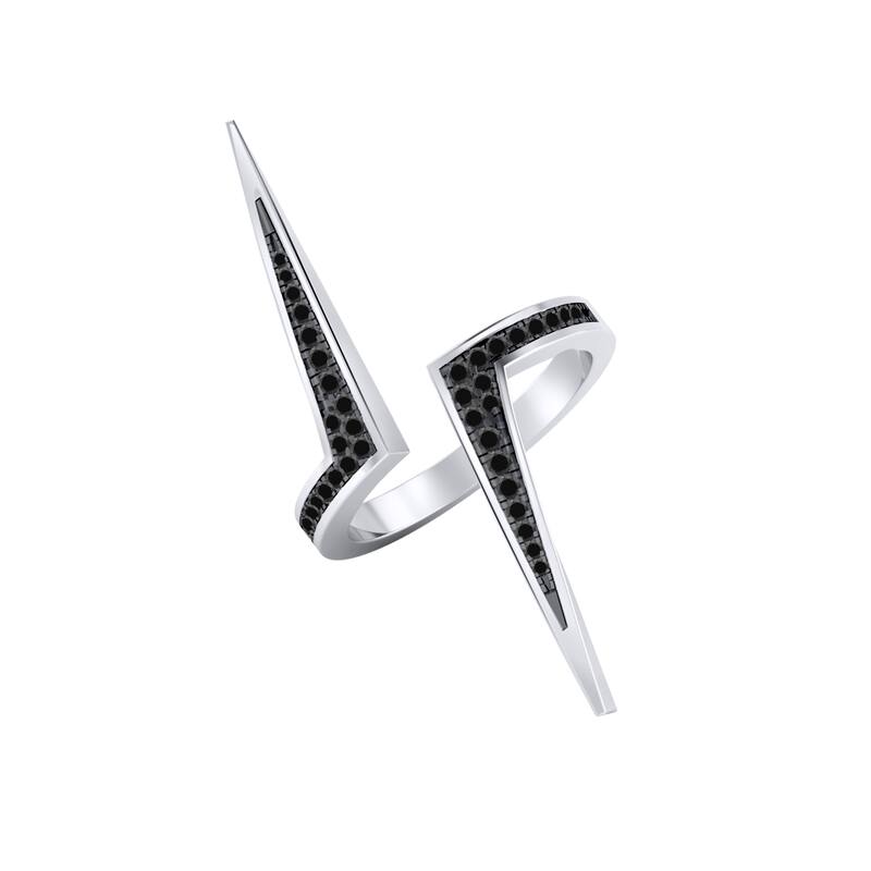 Auriya 1/5ctw Modern Lightning Black Diamond Ring 14k Gold