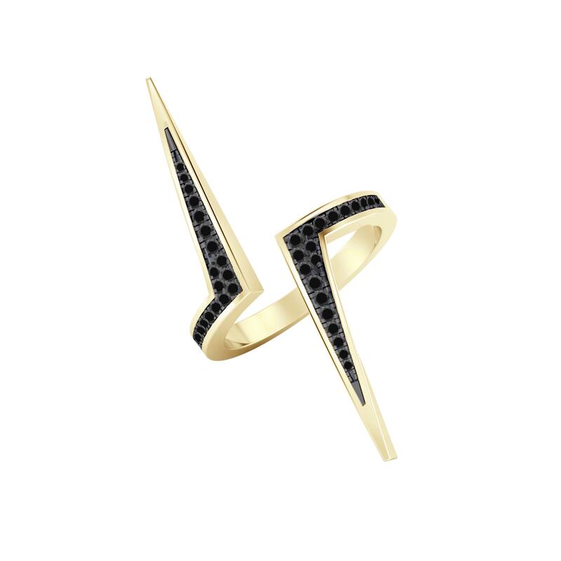 Auriya 1/5ctw Modern Lightning Black Diamond Ring 14k Gold