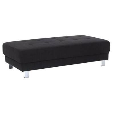 LYKE Home Kori Black Ottoman