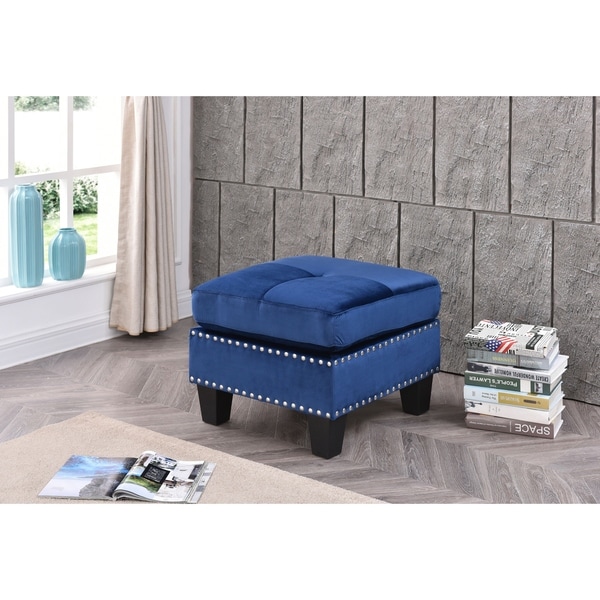 LYKE Home Nyla Blue Ottoman - Bed Bath & Beyond - 27866556