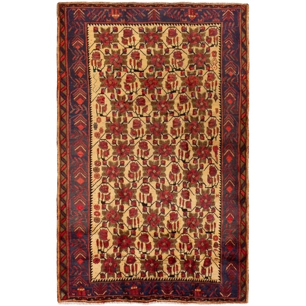 ECARPETGALLERY Hand-knotted Afshar Cream, Red Wool Rug - 5'1 x 7'11