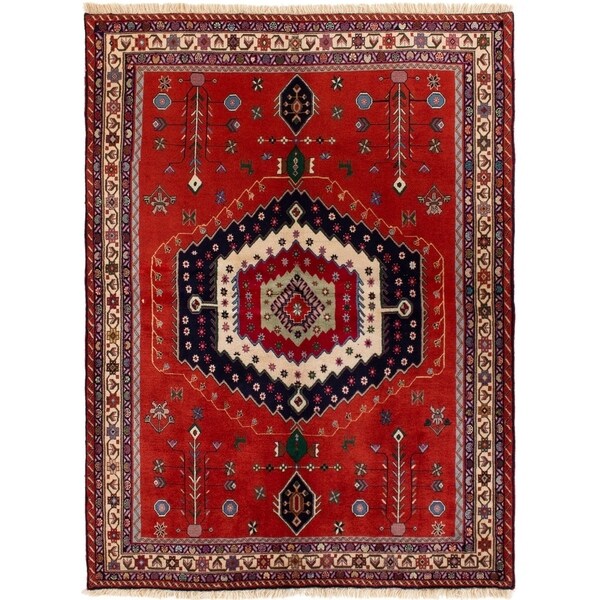 ECARPETGALLERY Hand-knotted Afshar Red Wool Rug - 5'2 x 7'0