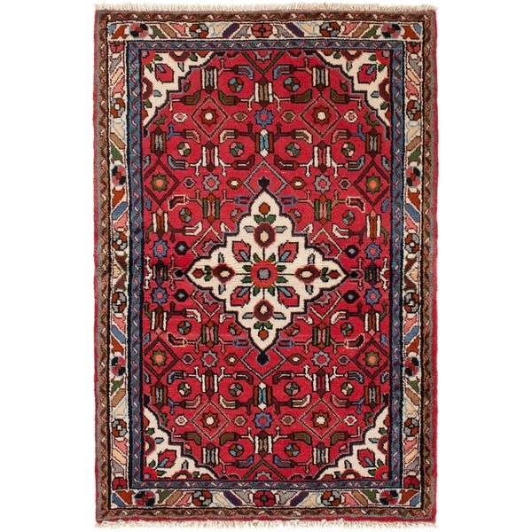 ECARPETGALLERY Hand-knotted Hamadan Red Rug - 3'5 x 5'2