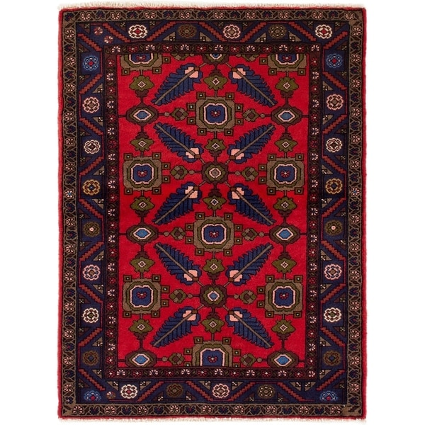 ECARPETGALLERY Hand-knotted Koliai Red Rug - 3'4 x 4'8