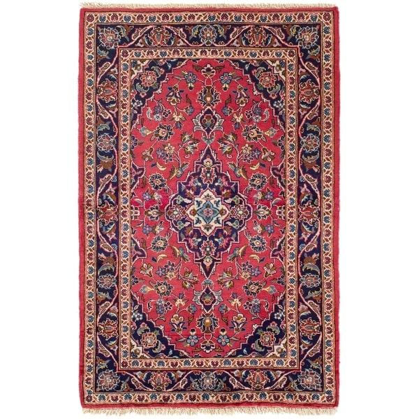 ECARPETGALLERY Hand-knotted Yazd Red Rug - 3'2 x 4'11