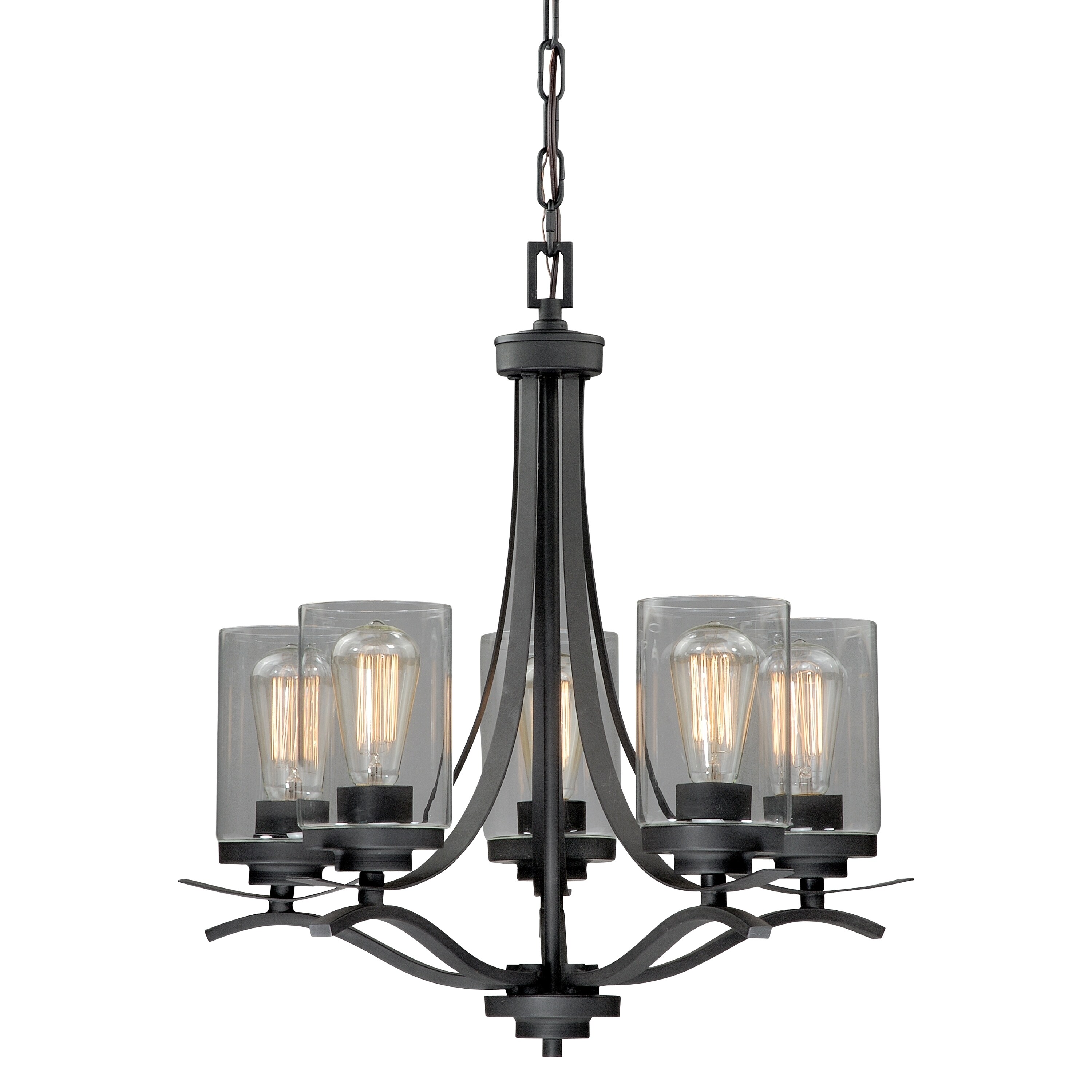 Fremont 5 Light Bronze Chandelier Clear Glass - 22-in W x 24-in H x 22-in D - Chandeliers For Bedrooms by Overstock.com
