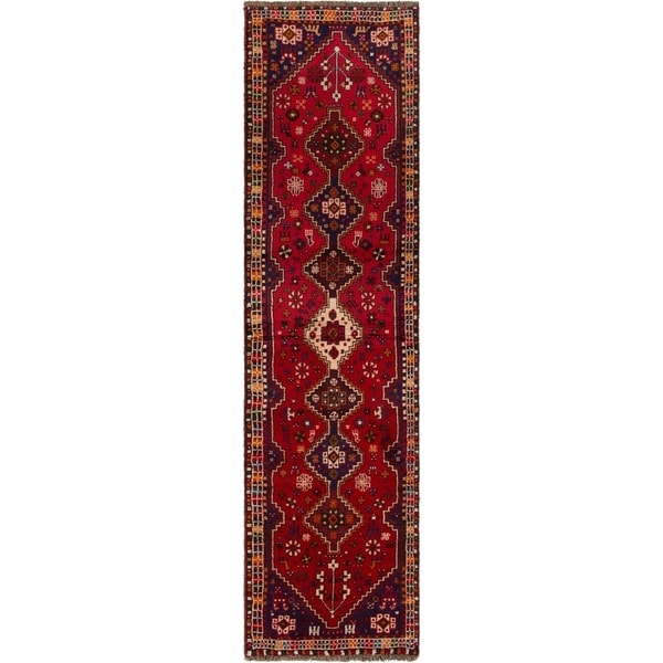 ECARPETGALLERY Hand-knotted Shiraz Red Rug - 2'6 x 9'5