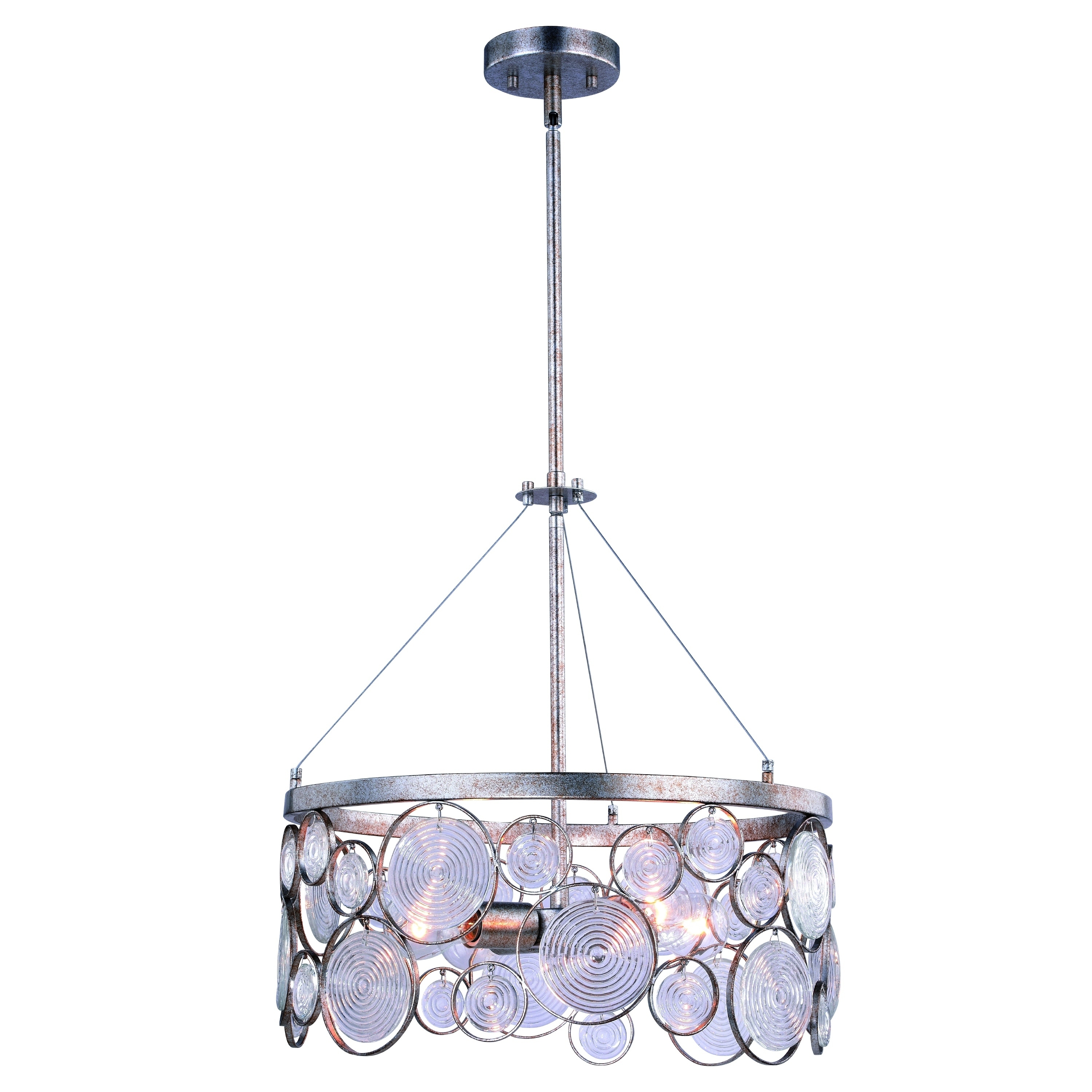 Disc 4 Light Mid Century Modern Silver Drum Mini Chandelier - 18-in W x 18-in H x 18-in D - Chandeliers For Bedrooms by Overstock.com