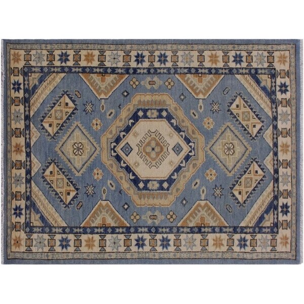 Kazak Squires Grey/Ivory Wool Rug -2'11 x 4'9 - 2'11" x 4'9"