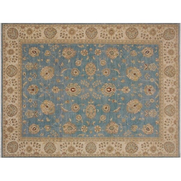 Ziegler Kafkaz Spears Blue/Ivory Wool Rug -8'11 x 11'10 - 8'11" x 11'10"