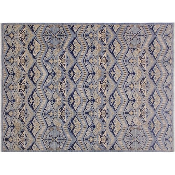 Ziegler Kafkaz Spriggs Lt. Blue/Blue Wool Rug -6'2 x 9'5 - 6'2" x 9'5"