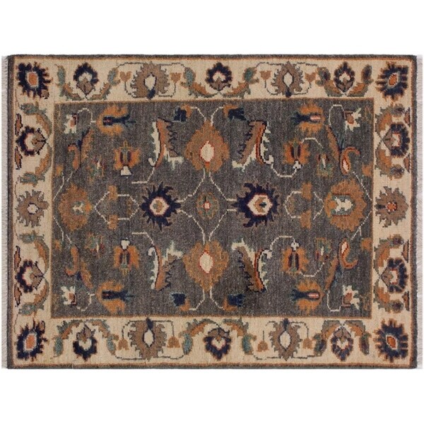 Ziegler Kafkaz Stearns Grey/Ivory Wool Rug -1'11 x 2'11 - 1'11" x 2'11"