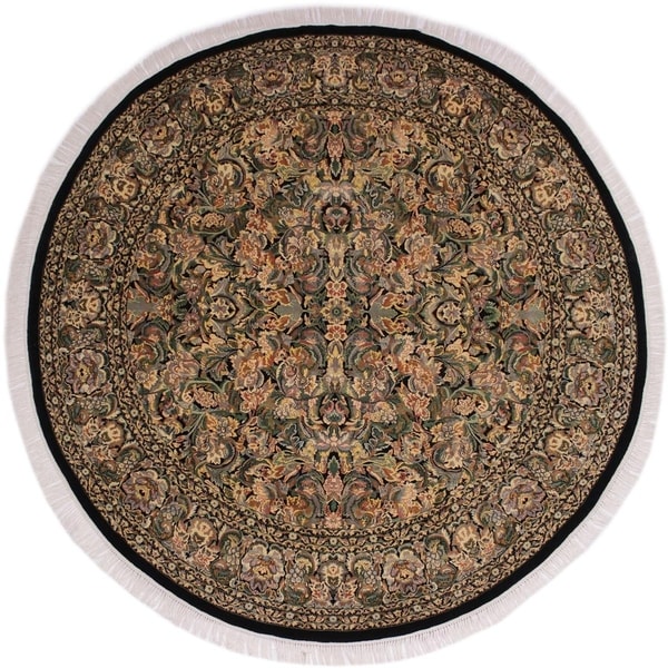 Pak-Persian Vergie Black/Gray Round Rug -7'11 x 8'0 - 7'11" x 8'0"
