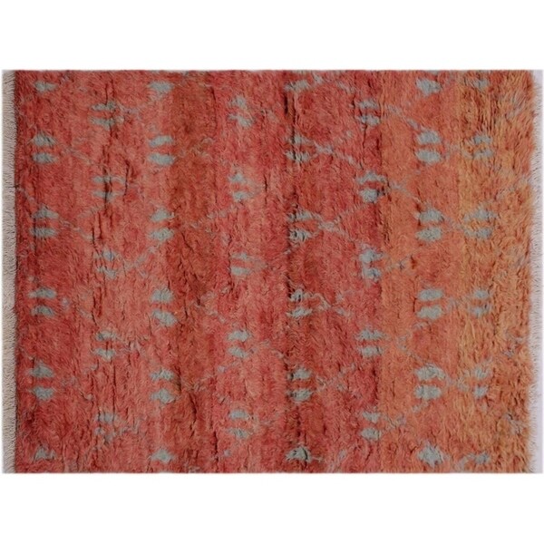 Moroccan Saxton Rust/Grey Wool Rug -4'1 x 6'2 - 4'1" x 6'2"