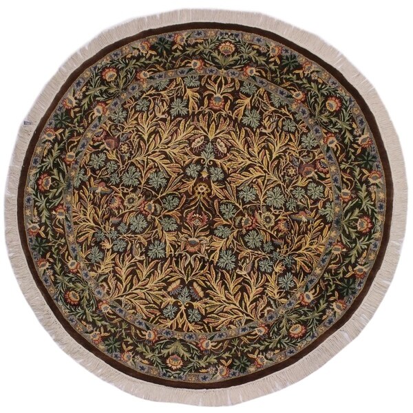 Imran Pak-Persian Cinthia Brown/Gray Round Rug -6'1 x 6'1 - 6'1" x 6'1"