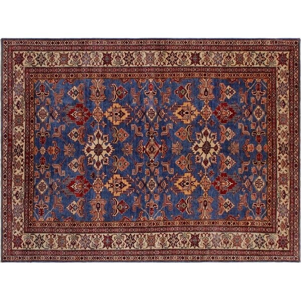 Super Fine Kazak Scarboro Lt. Blue/Ivory Wool Rug -6'1 x 9'6 - 6'1" x 9'6"