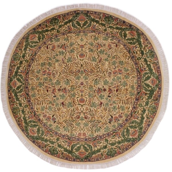 Imran Pak-Persian Hong Ivory/Green Round Rug -8'1 x 8'2 - 8'1" x 8'2"