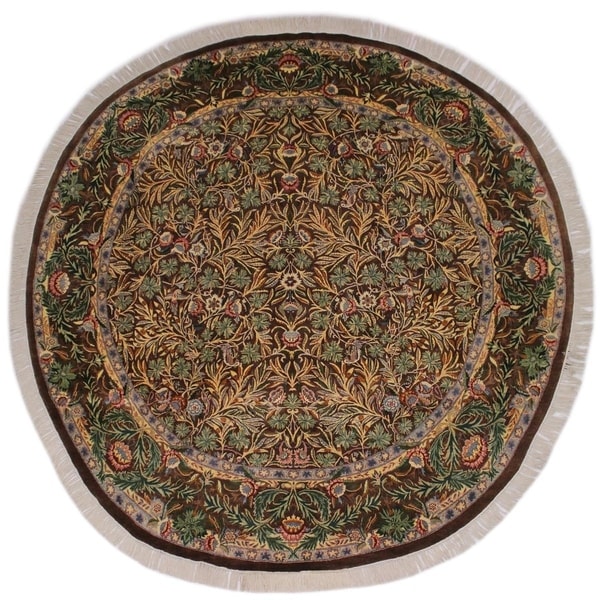 Imran Pak-Persian Devin Brown/Gray Round Rug -8'3 x 8'3 - 8'3" x 8'3"