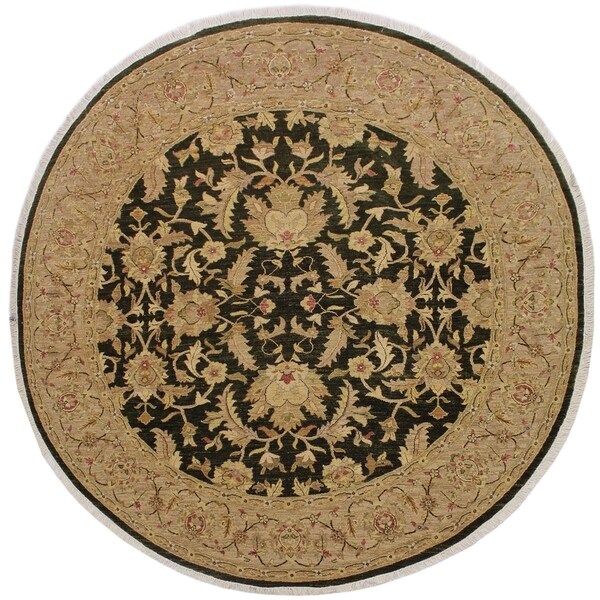 Ziegler Kafkaz Jolie Drk.green/Lt. Tan Round Rug -8'10 x 9'2 - 8'10" x 9'2"