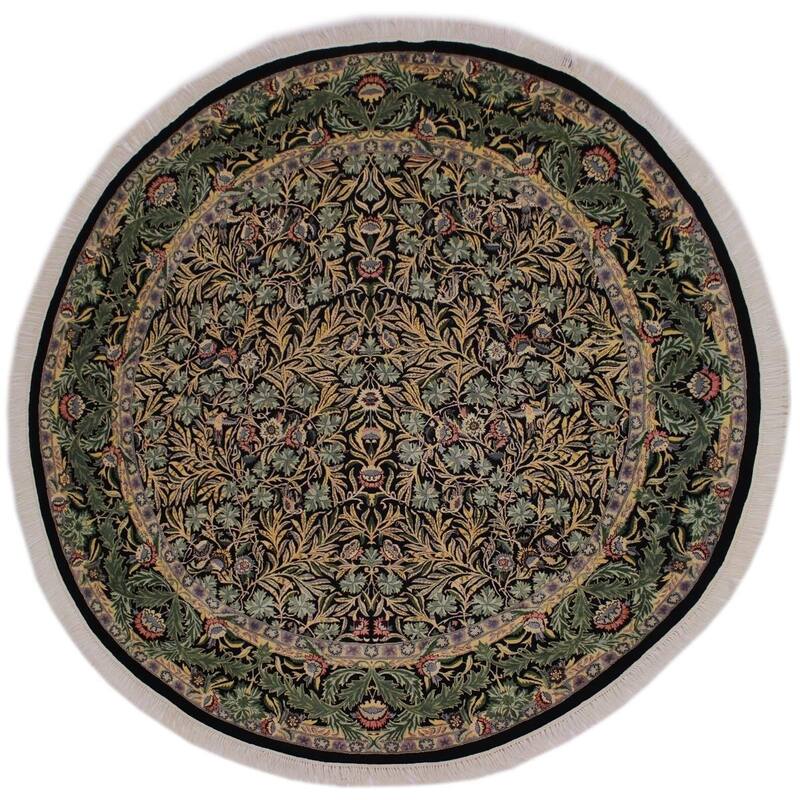 Imran PakPersian Florida Black/Gray Round Rug 8'2 x 8'2 8'2" x 8'2