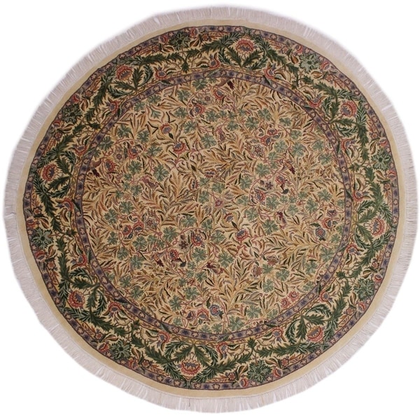 Imran Pak-Persian Jaimie Ivory/Gray Round Rug -8'1 x 8'2 - 8'1" x 8'2"