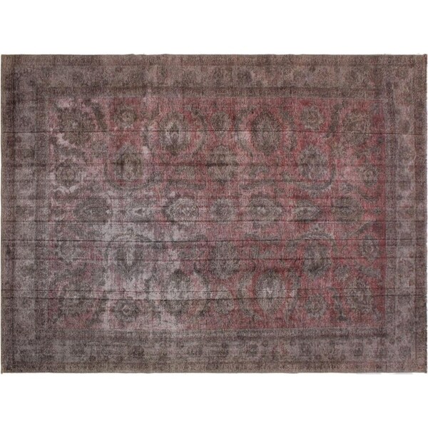 Vintage Distressed Nadia Gray/Red Wool Rug -9'7 x 13'7 - 9'7" x 13'7"