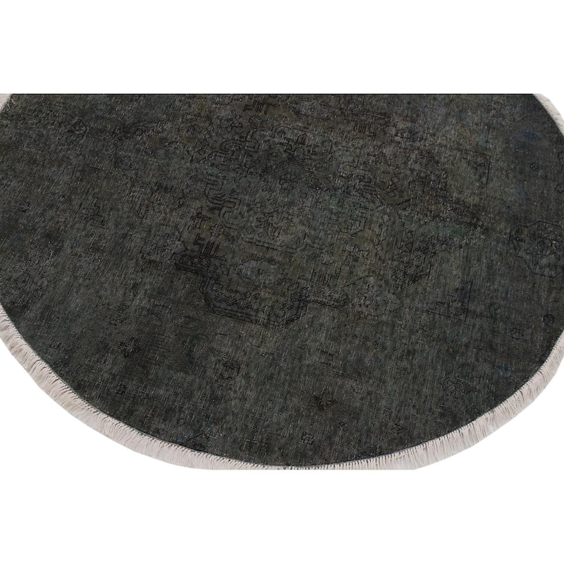 Vintage Distressed Gerardo Gray/Black Round Rug -6'1 x 6'2 - 6'1" x 6'2"