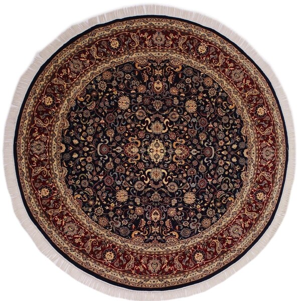 Abassi Afsha Pak-Persian Artie Blue/Red Round Rug -8'1 x 8'1 - 8'1" x 8'1"