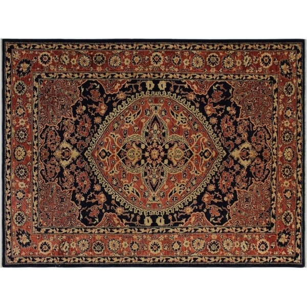 Ziegler Kafkaz Frank Blue/Orange Wool Rug -6'3 x 8'6 - 6'3" x 8'6"