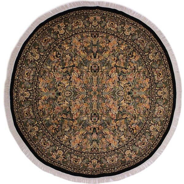 Pak-Persian Elaina Black/Gray Round Rug -9'1 x 9'2 - 9'1" x 9'2"