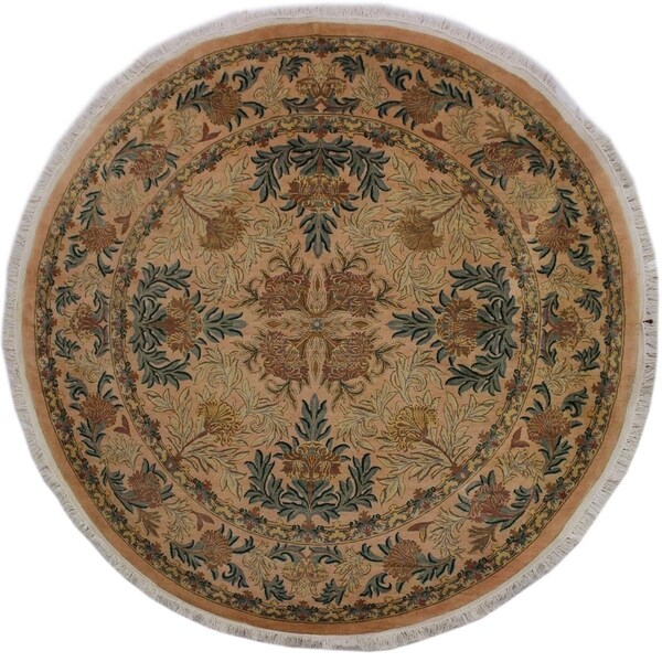 Tulip Pak-Persian Ha Lt. Brown/Green Round Rug -8'2 x 8'2 - 8'2" x 8'2"