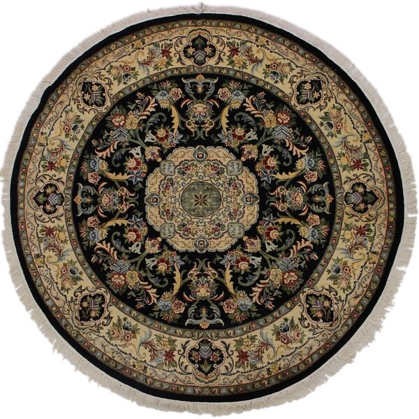 Anarkali Pak-Persian Avril Black/Ivory Round Rug -8'2 x 8'2 - 8'2" x 8'2"