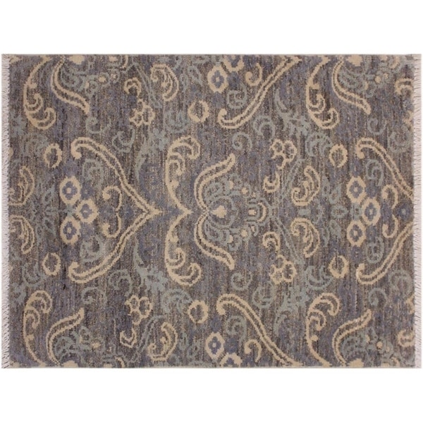 Modern Abstract Cyril Gray/Gray Wool&Silk Rug -2'2 x 3'0 - 2'2" x 3'0"