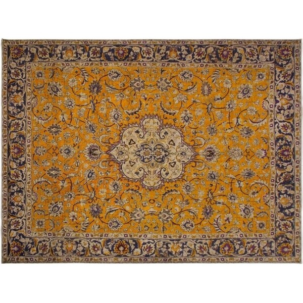 Vintage Distressed Solano Orange/Blue Wool Rug -9'11 x 12'6 - 9'11" x 12'6"