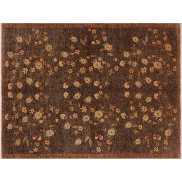 Modern Ziegler Tianna Dark Brown/Brown Wool Rug -6'3 x 8'9 - 6'3" x 8'9"
